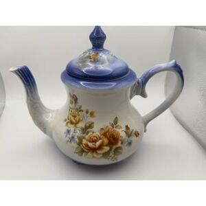 VTG Arthur Wood Teapot ivory colored body with floral patterns Made In England